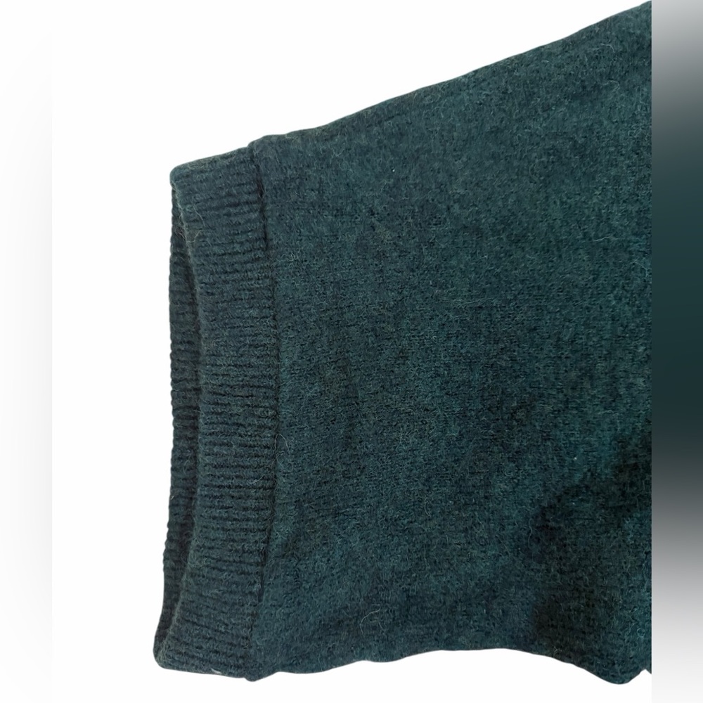 Elegant Wool Forest Green Women's Sweater Poncho - Picture 6 of 7